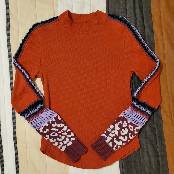 Free People Orange Knit Cuff Thermal - Picture 3 of 7